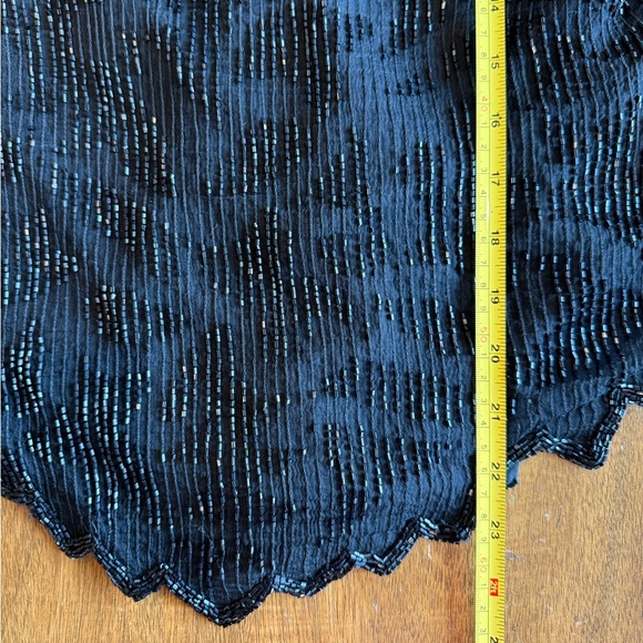 VTG Laurence Kazar Beaded Silk Top Black Sequin Evening Blouse Scalloped Size XL - Picture 10 of 10